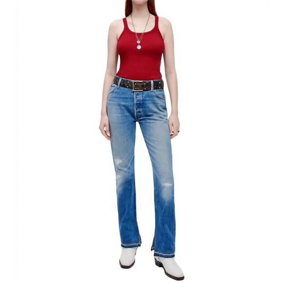 NEW RE/DONE high rise skinny boot cut jean in indigo